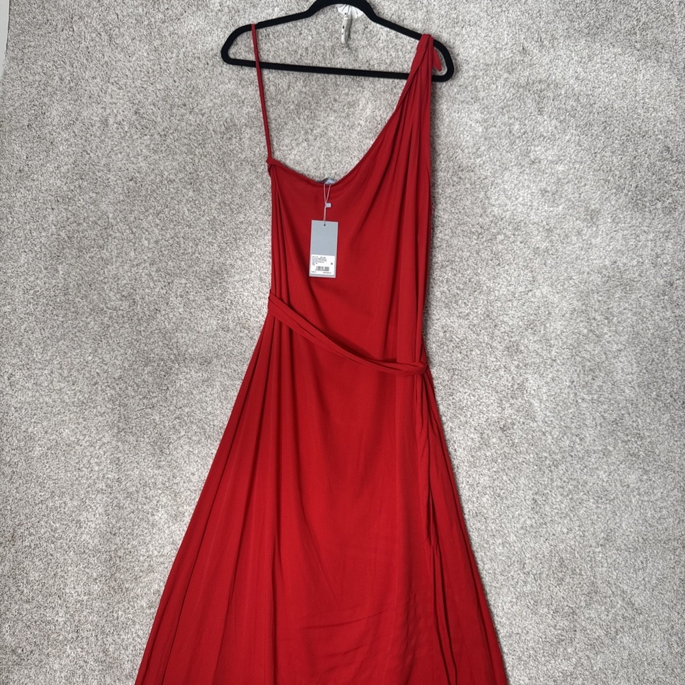 Antonio Melani Dress-Popcycle Red-1 Shoulder-Size M-NWT-tie Waist-NEW-244 - Picture 2 of 8